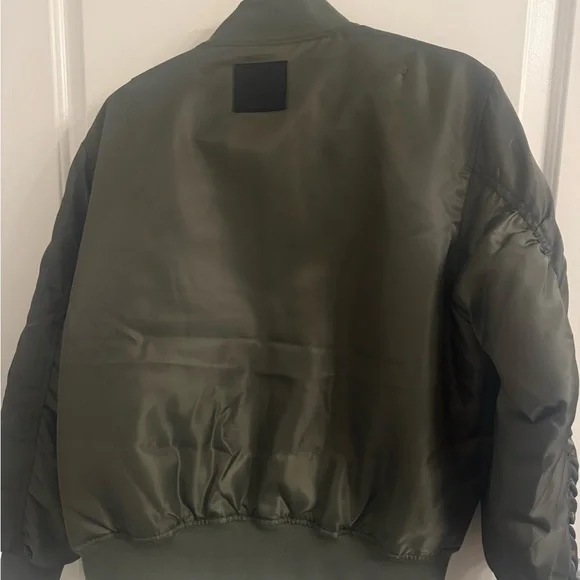 Anine Bing Khaki Bomber Jacket with Orange Lining - Picture 3 of 5